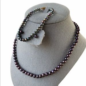 14k Pearl Set, Beautiful Necklace, Bracelet And Earrings